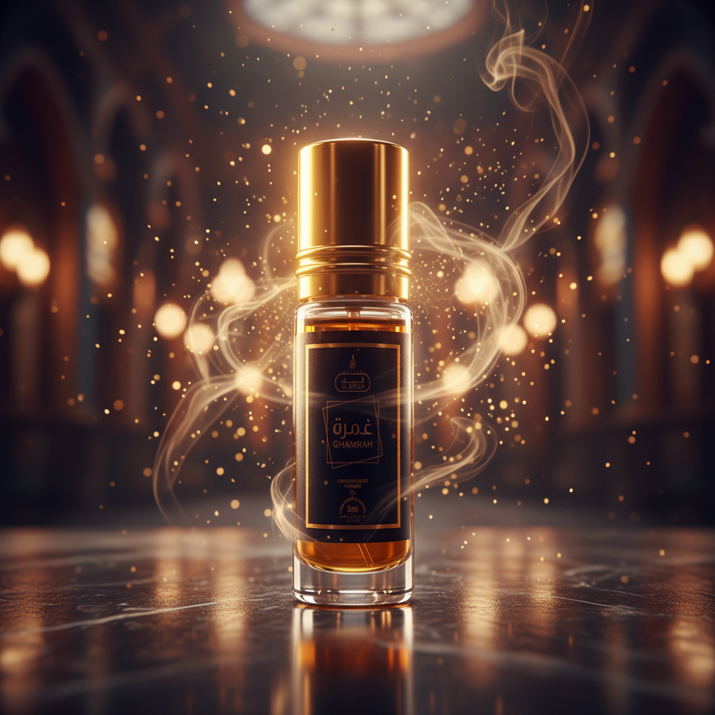 GHAMRAH 06 ML perfume oil (Top: Black Pepper, Cypress, Pineapple, Pine, Rosemary; Middle: Firbalsam, Patchouli, Incense; Base: Labdanum, Amber, Citrus, Cashmere Wood, Vanilla, Dry Woods)
