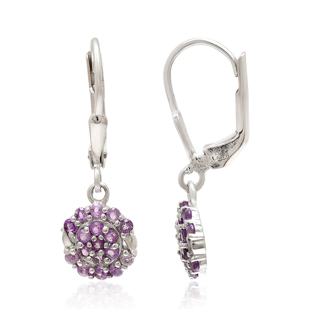 Ezüst Fülbevaló Brazil Ametiszttel