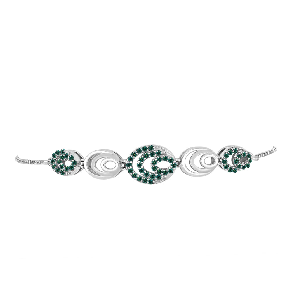 Ezüst Karkötő Zöldes Tengerkék Moissanite-tal