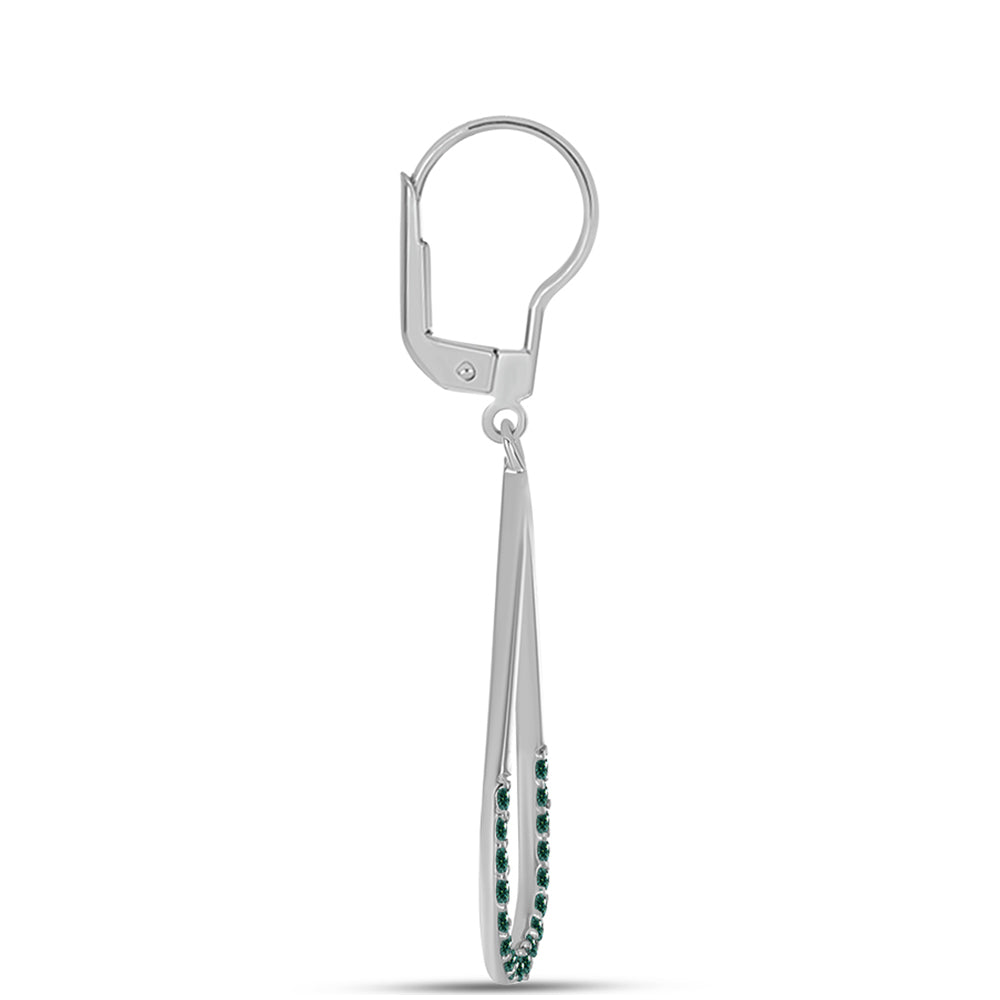 Ezüst Fülbevaló Zöldes Tengerkék Moissanite-tal