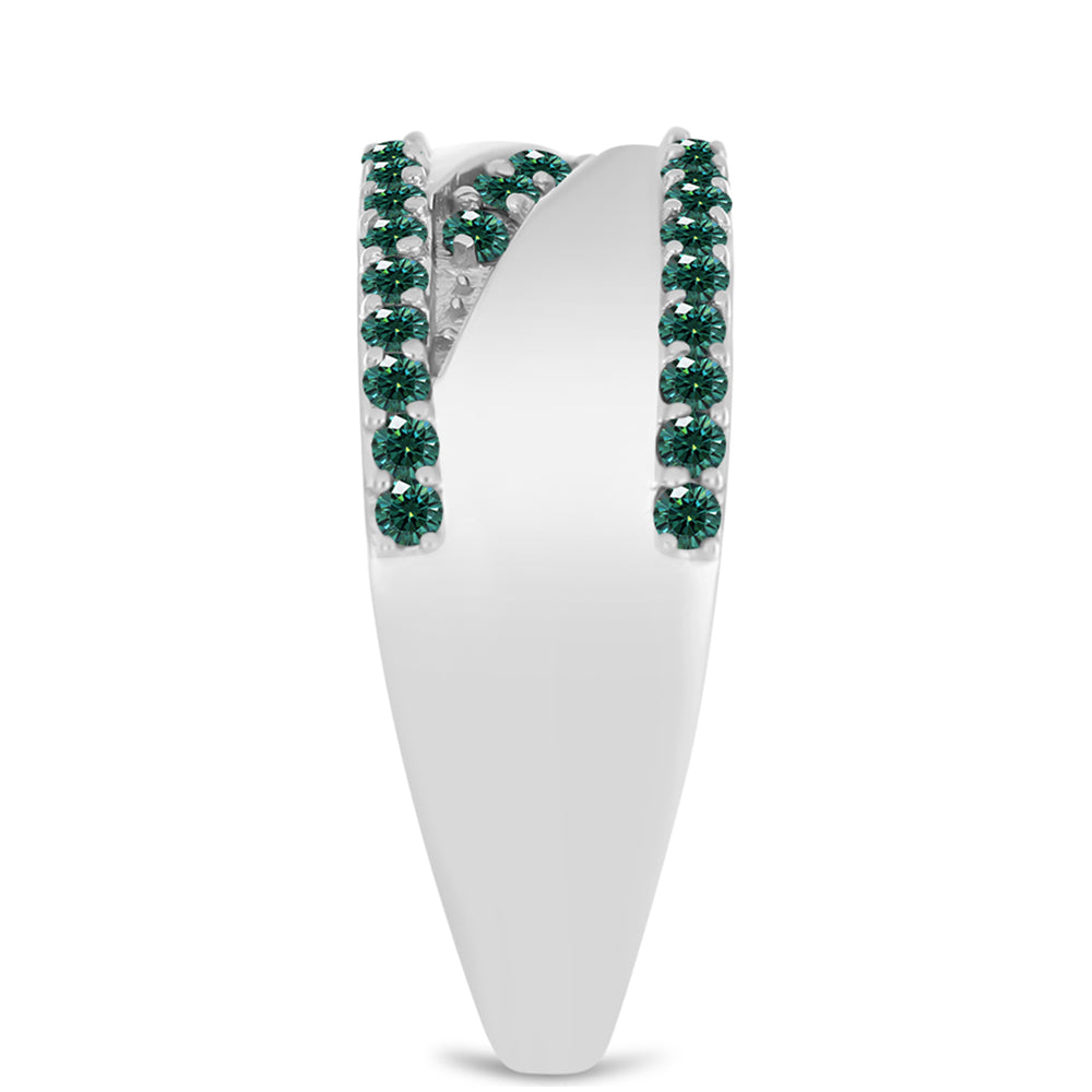 Ezüst Gyűrű Zöldes Tengerkék Moissanite-tal