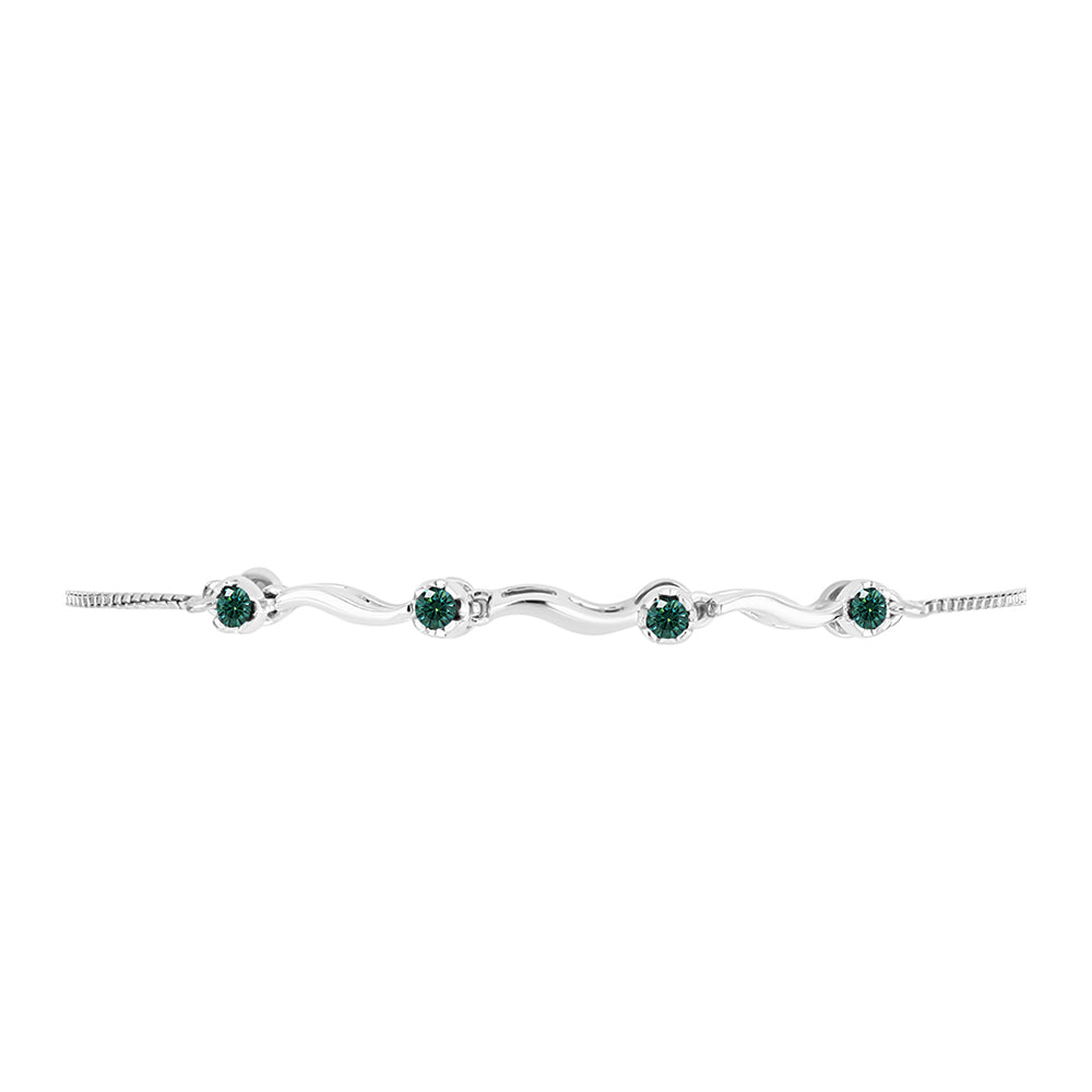 Ezüst Karkötő Zöldes Tengerkék Moissanite-tal