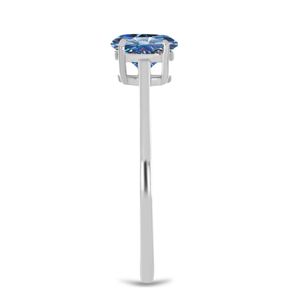 Ezüst Gyűrű Óceánkék Moissanite-tal
