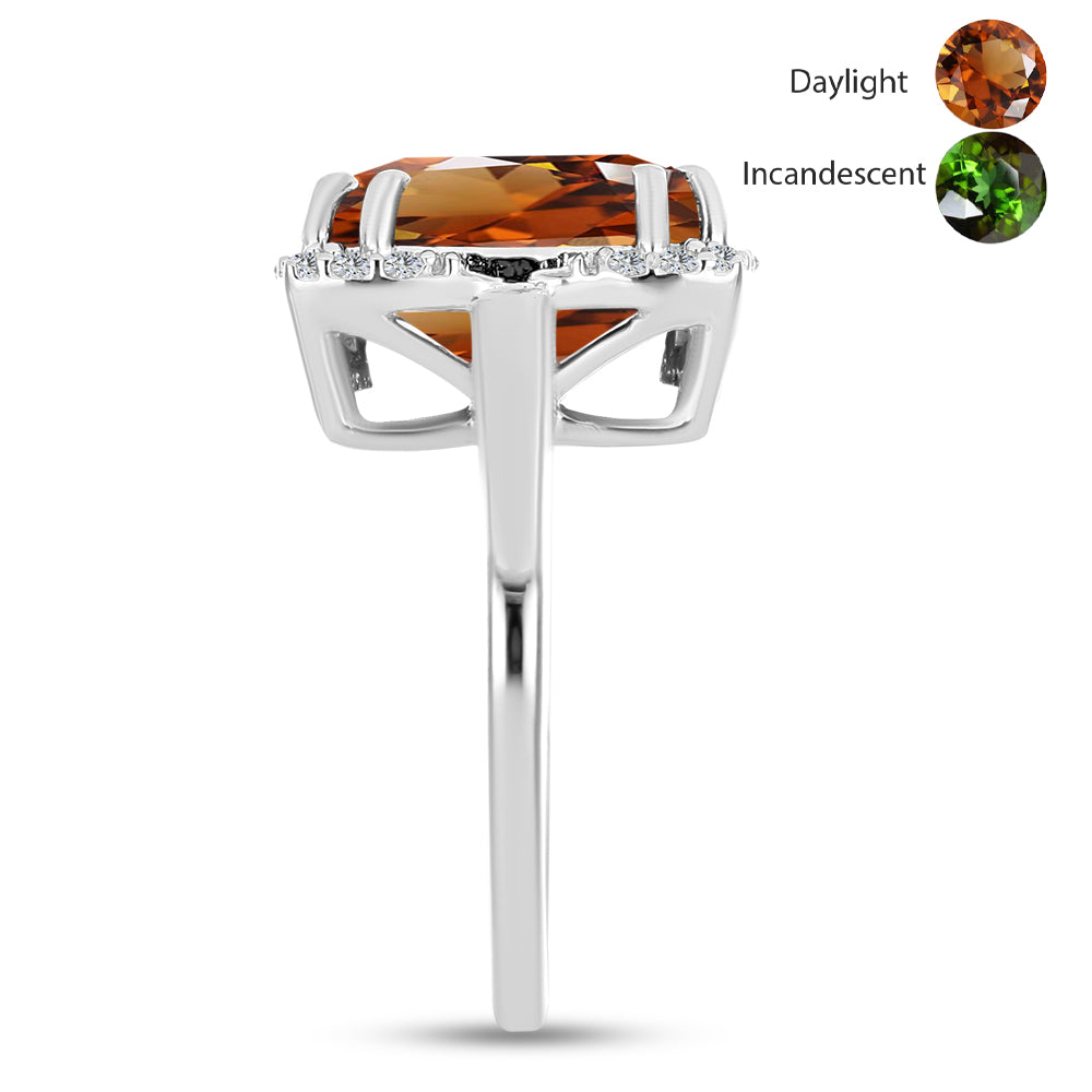 Ezüst Gyűrű Minősített laboratóriumban előállított Anatóliai Zultanit-tal és Fehér Topázzal