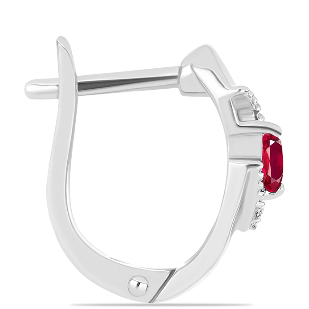 Ezüst Fülbevaló Madagaszkári Rubinnal és Fehér Topázzal