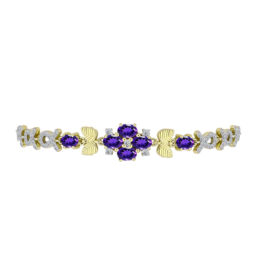 Arannyal Bevont Ezüst Karkötő Marokkói Ametiszttel és Fehér Topázzal