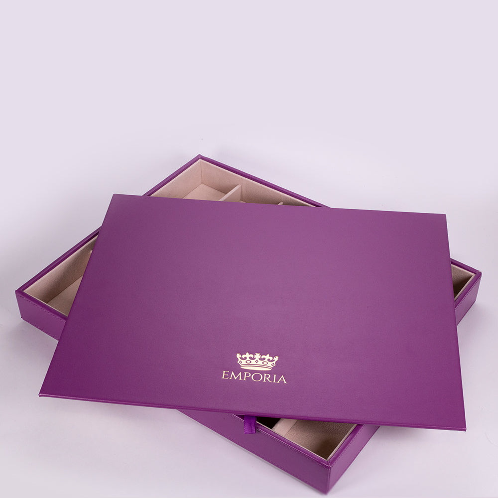 Emporia "Vintage Lavender Velvet" Egymásra rakható Bársony Ékszertartó Doboz fedéllel, Lila