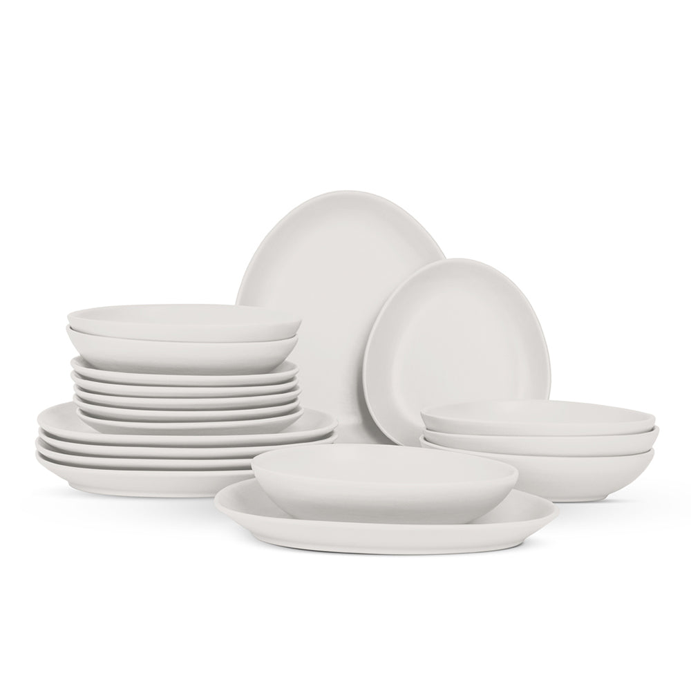 Berlinger Haus 18-piece dinner set (6 dinner plates, 6 salad bowls, 6 dessert bowls), matte cream