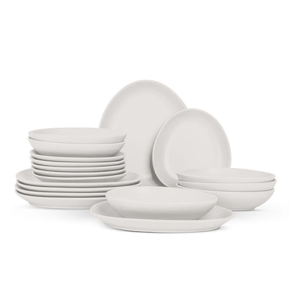Berlinger Haus 18-piece dinner set (6 dinner plates, 6 salad bowls, 6 dessert bowls), matte cream