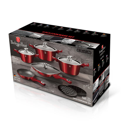 Berlinger Haus 11-piece cookware set, Metallic Line Burgundy Edition