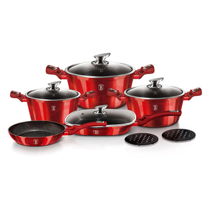 Berlinger Haus 11-piece cookware set, Metallic Line Burgundy Edition