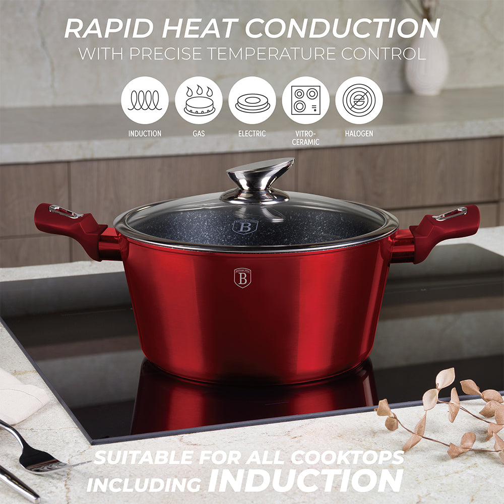 Berlinger Haus 11-piece cookware set, Metallic Line Burgundy Edition