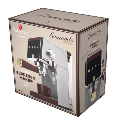 Berlinger Haus Digital espresso coffee machine, LED display + touch screen, 1.2 L tank, High pressure (20 Bar) ULKA coffee pump system, bordeaux