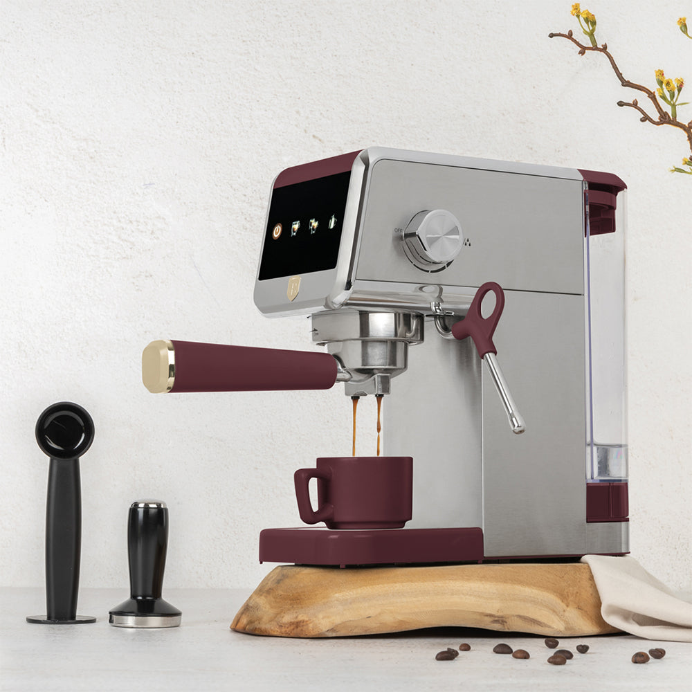 Berlinger Haus Digital espresso coffee machine, LED display + touch screen, 1.2 L tank, High pressure (20 Bar) ULKA coffee pump system, bordeaux