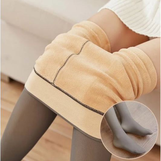 Emporia Warm Fleece Tights, Autumn & Winter Stocking for the Cold Days, Set of 2 (1pcs black and 1pcs coffee)