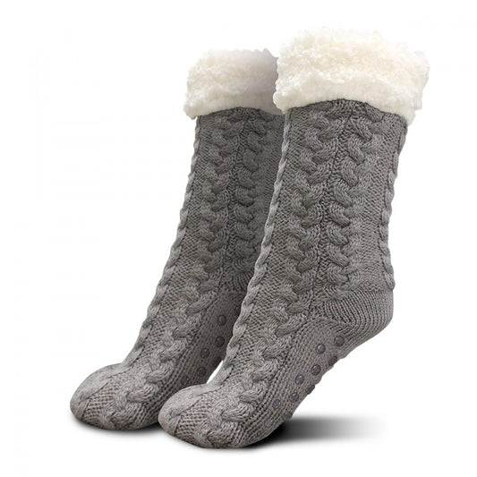 Cozy Slipper Warm Premium Plush Socks, Non-Slip silicone studs, One Size fits most, Grey