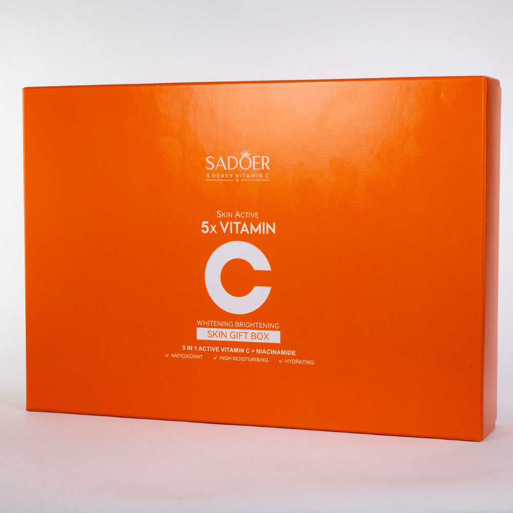 SADOER 5x C-vitaminos bőrtónus-egységesítő és hidratáló arcápoló ajándékcsomag – 6 részes