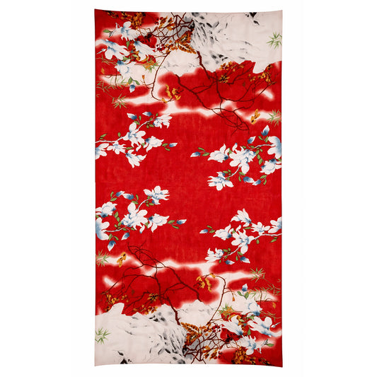 Eden's Bounty Scarf, Red, 85 cm x 180 cm, 100% Vegan Silk