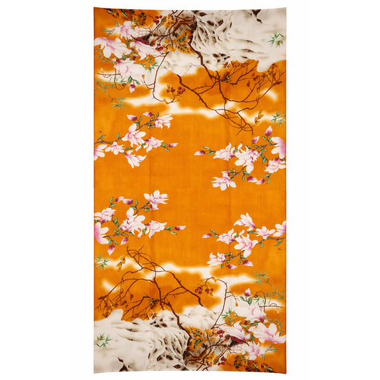 Eden's Bounty Scarf, Orange, 85 cm x 180 cm, 100% Vegan Silk