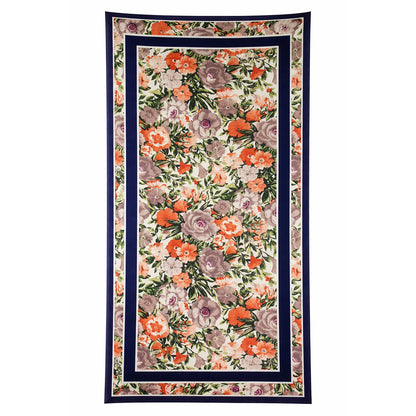 Orchidea mintás sál, kék, 85 × 180 cm, 100% vegán selyem