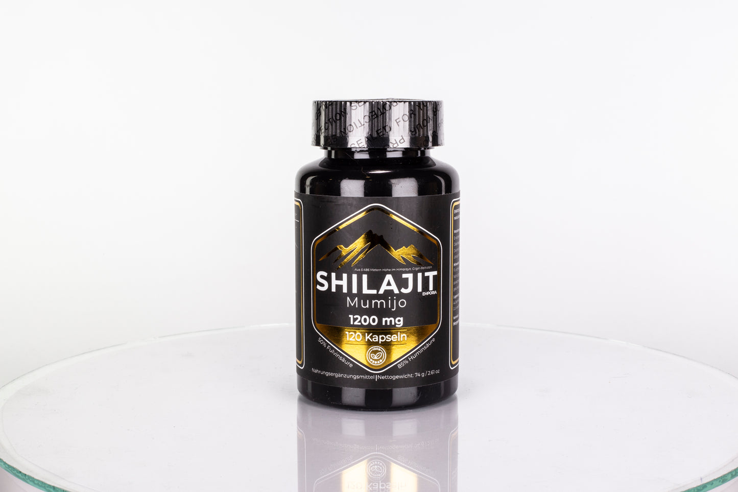 Himalájai Shilajit (Mumijo) Kapszula – 1200 mg/nap – 85% huminsav, 50% fulvosav – 120 vegán kapszula – Gilgit-Baltistan 5486 m – Adalékmentes, Tiszta Kivonat – 60 napra