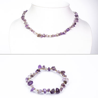 Arany tónusú Emporia Ötvözetű Szett Ametiszttel ( Nyaklánc+Karkötő )