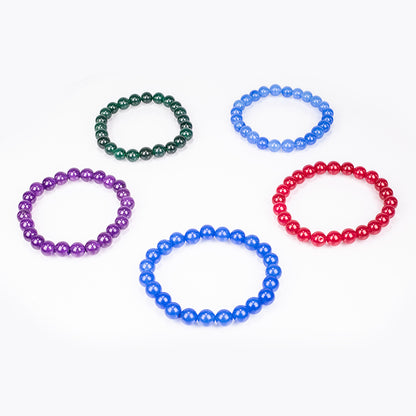 Set of Bracelet with Dyed Amethyst Jade, Green Jade, Light Blue Jade, Dark Blue Jade and Red Jade ATWG: 88.55 cts, AVG: 88.56 grms