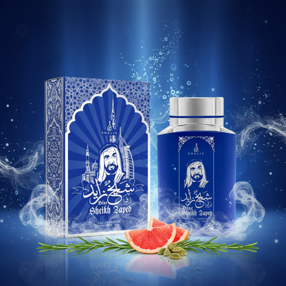 100 ml Eau de Perfume SHEIKH ZAYED BLUE Pézsmás Oud Illat Férfiaknak