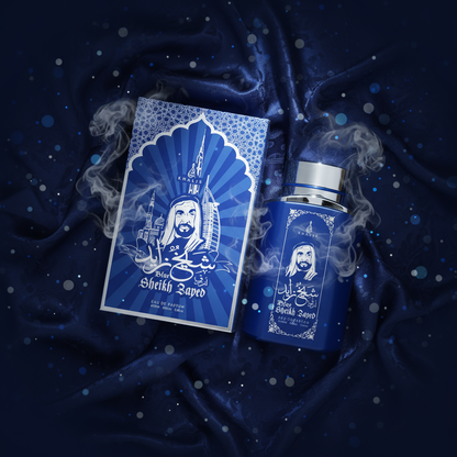 100 ml Eau de Perfume SHEIKH ZAYED BLUE Pézsmás Oud Illat Férfiaknak