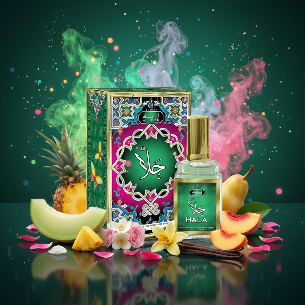 30 ml Eau de Perfume Oriental HALA (Top: Melon, Pineapple, Violet Leaves, Pear; Middle: Jasmine, Rose, Peach, Heliotrope, Orris; Base: Musk, Sandalwood, Vanilla, Amber)
