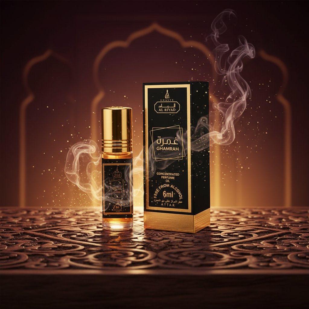 GHAMRAH 06 ML perfume oil (Top: Black Pepper, Cypress, Pineapple, Pine, Rosemary; Middle: Firbalsam, Patchouli, Incense; Base: Labdanum, Amber, Citrus, Cashmere Wood, Vanilla, Dry Woods)