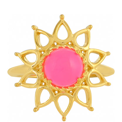 Arannyal Bevont Ezüst Gyűrű Etiópiai Neon Pink Opállal