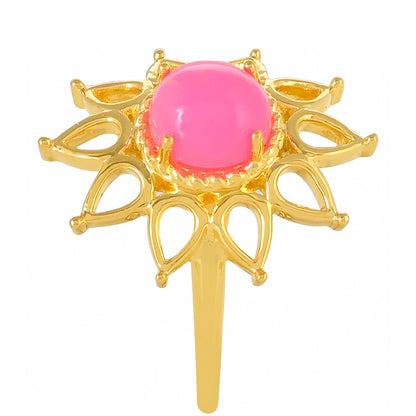 Arannyal Bevont Ezüst Gyűrű Etiópiai Neon Pink Opállal