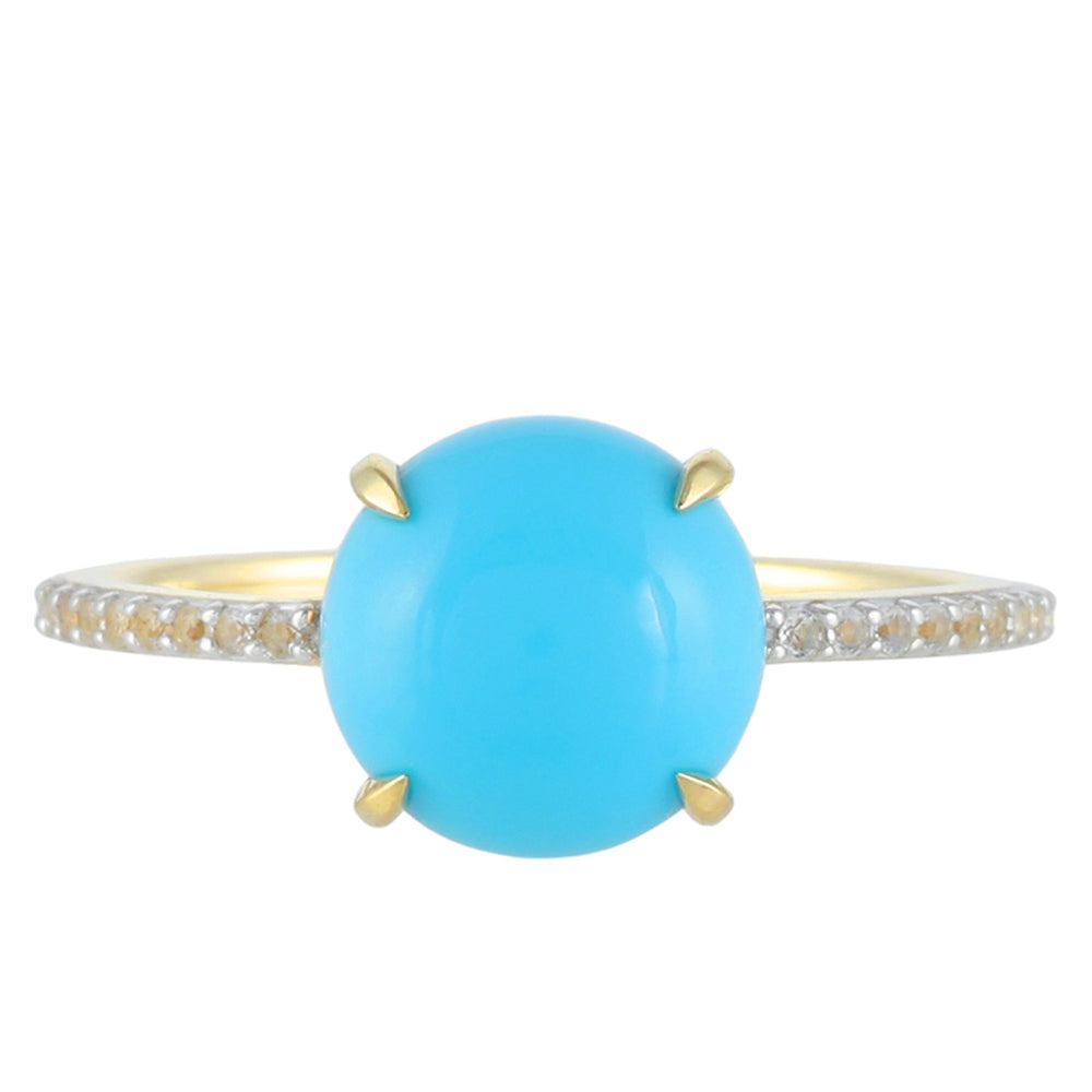 9 Karátos Arany Gyűrű Csipkerózsika Türkizzel és Fehér Topázzal