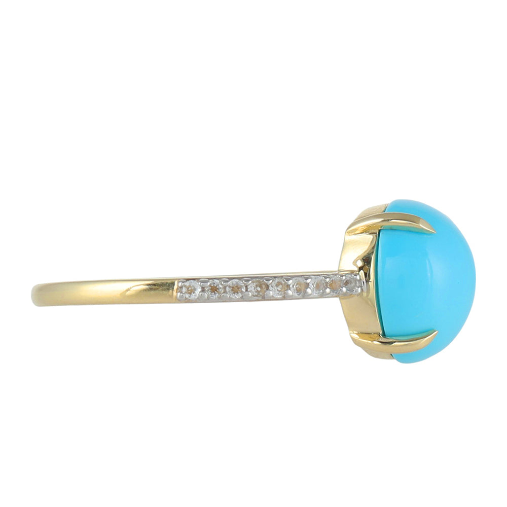 9 Karátos Arany Gyűrű Csipkerózsika Türkizzel és Fehér Topázzal