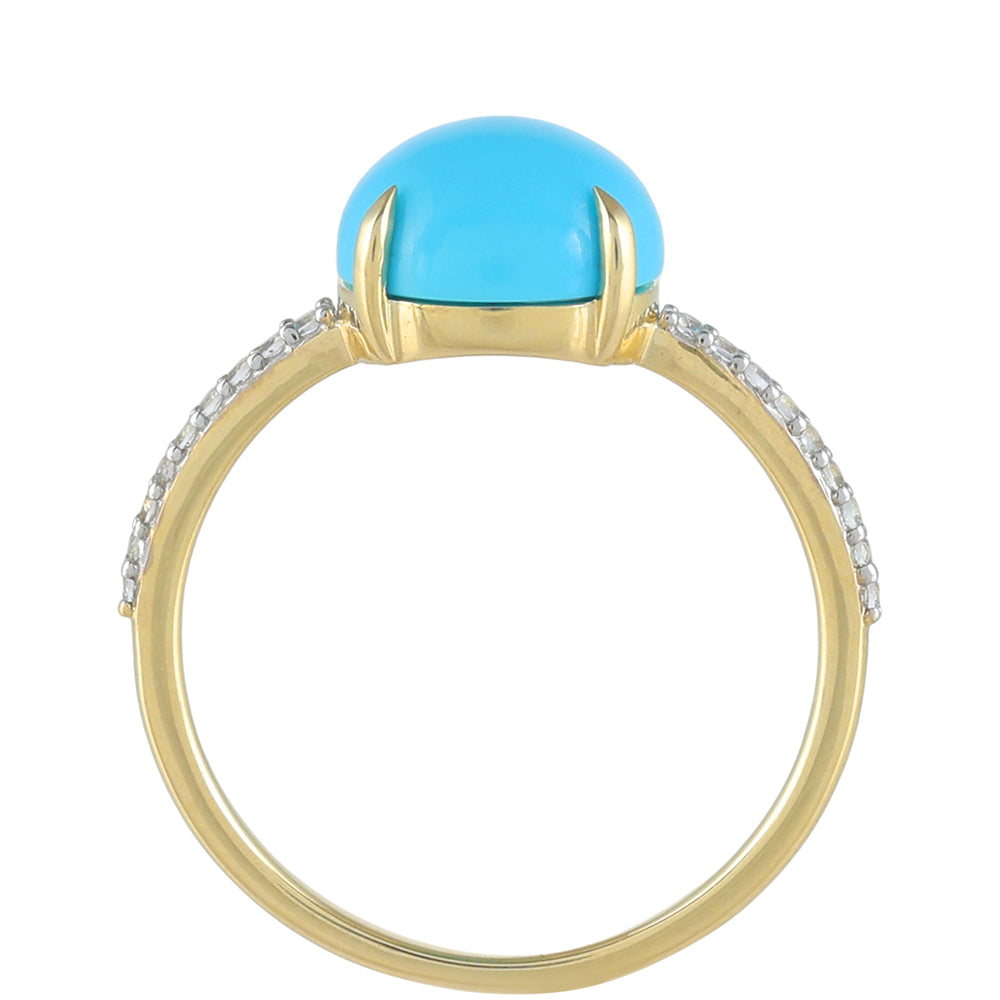 9 Karátos Arany Gyűrű Csipkerózsika Türkizzel és Fehér Topázzal