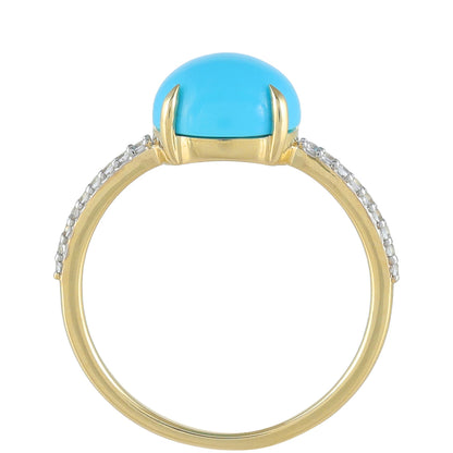 9 Karátos Arany Gyűrű Csipkerózsika Türkizzel és Fehér Topázzal