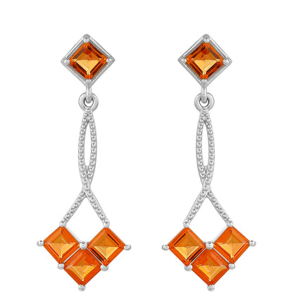 Ezüst Fülbevaló Padparadschai Kvarccal