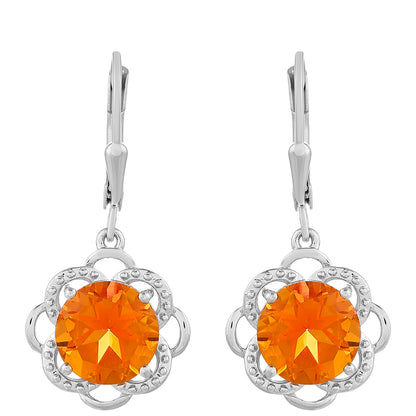 Ezüst Fülbevaló Padparadschai Kvarccal