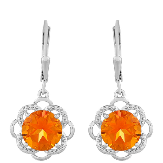 Ezüst Fülbevaló Padparadschai Kvarccal