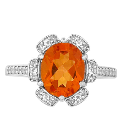Ezüst Gyűrű Padparadschai Kvarccal és Fehér Topázzal