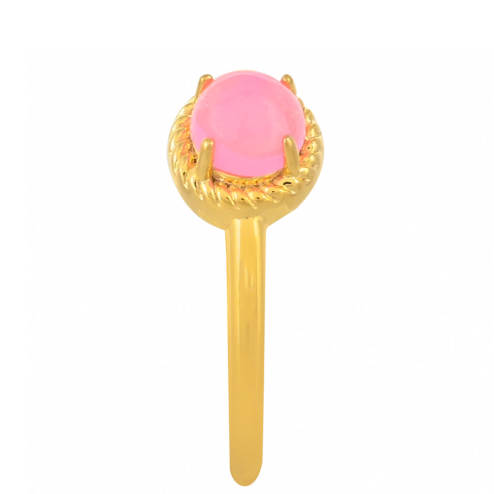 Arannyal Bevont Ezüst Gyűrű Etiópiai Neon Pink Opállal