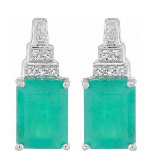 Ezüst Fülbevaló Brazil Smaragddal és Fehér Topázzal