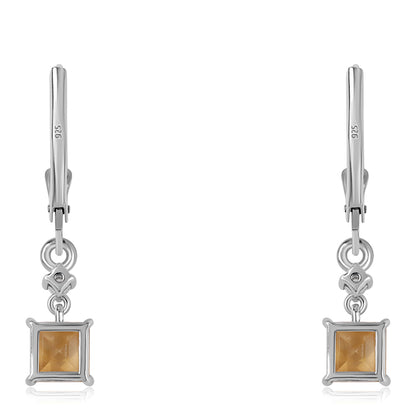 Ezüst Fülbevaló "AA" Osztályú Brazíliai Citrinnel és Fehér Topázzal