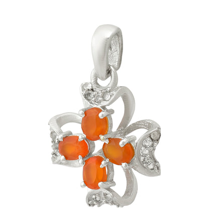 Ezüst Medál Vörös Acháttal és Fehér Topázzal