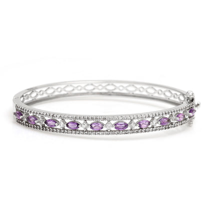 Ezüst Karkötő Brazil Ametiszttel és Fehér Topázzal