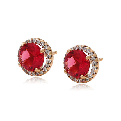 Arany tónusú Emporia Ötvözetű Fülbevaló Vörös Emporia® Kristállyal és Fehér Emporia® Kristállyal