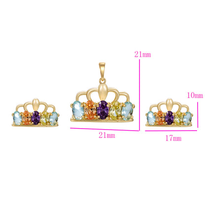 Arany tónusú Emporia Ötvözetű Szett Lila Emporia® Kristállyal és Sárga Emporia® Kristállyal ( Fülbevaló+Medál )