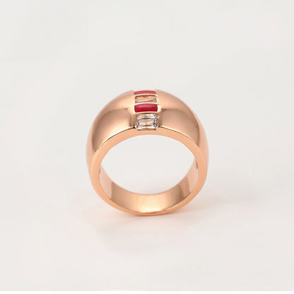 Arany tónusú Emporia Ötvözetű Szett Vörös Emporia® Kristállyal és Fehér Emporia® Kristállyal ( Fülbevaló+Gyűrű )