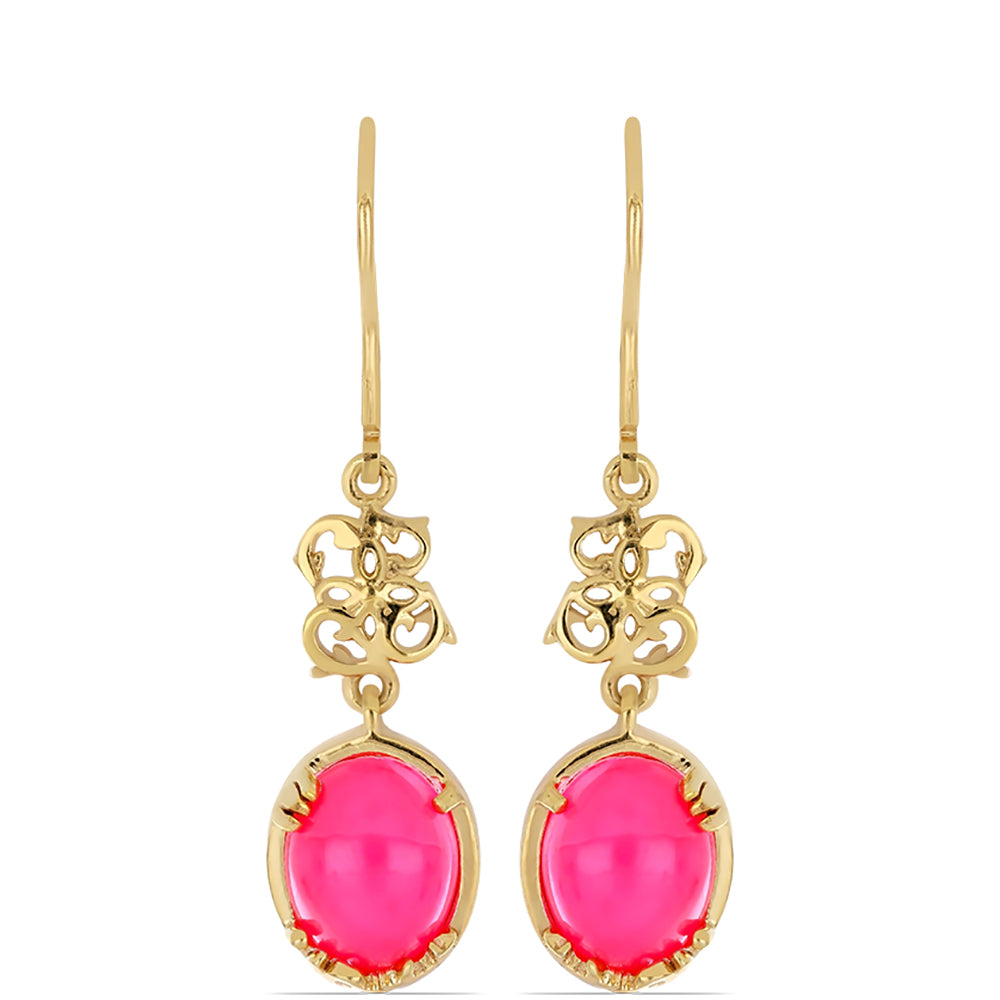 Arannyal Bevont Ezüst Fülbevaló Lega Dembi Etiópiai Rózsaszínű Opállal